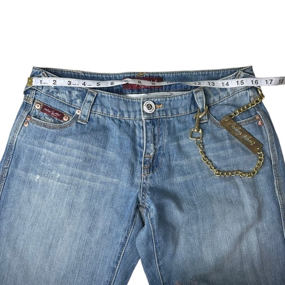Baby Phat Y2K Distressed Jeans With Wallet Chain. Size Junior 7 - Picture 6 of 10